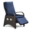 Outdoor Recliner Chair,Separate Adjustment Mechanism PE Wicker Adjustable Reclining Lounge Chair and Removable Soft Cushion,Modern Armchair and Ergono