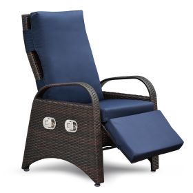 Outdoor Recliner Chair,Separate Adjustment Mechanism PE Wicker Adjustable Reclining Lounge Chair and Removable Soft Cushion,Modern Armchair and Ergono