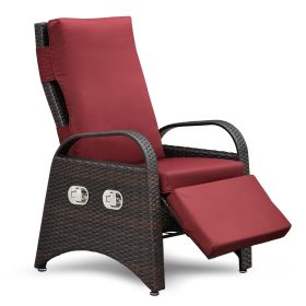 Outdoor Recliner Chair,2 Buckle Adjustment Mechanism Reclining Lounge Chair and Removable Soft Cushion, with Modern Armchair and Ergonomic for Home, S