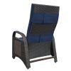 Outdoor Recliner Chair,Separate Adjustment Mechanism PE Wicker Adjustable Reclining Lounge Chair and Removable Soft Cushion,Modern Armchair and Ergono