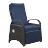 Outdoor Recliner Chair,Separate Adjustment Mechanism PE Wicker Adjustable Reclining Lounge Chair and Removable Soft Cushion,Modern Armchair and Ergono
