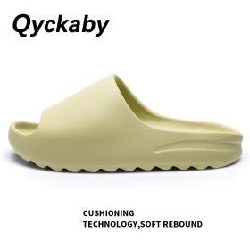 Men Women Summer Beach Slippers Luxury Brand Fashion Outdoor Indoor Eva Soft Flip Flops Male Thick Serrated Sole Anti-slip Shoes (Color: Green, size: 38-39(Fit foot37-38))