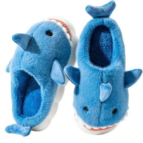 Shark Slippers for Boys and Girls Cute Plush Warm Slippers for Women and Men (Color: Dark-Blue, size: 42-43)