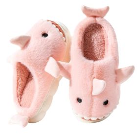 Shark Slippers for Boys and Girls Cute Plush Warm Slippers for Women and Men (Color: Pink, size: 26-27)