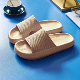 Home Slippers Couples Feel Cool Stepping On Excrement Slippers (Color: Khaki, size: 40 or 41)