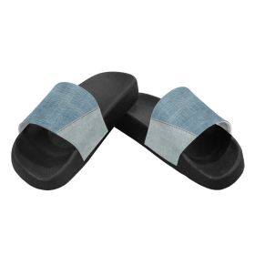 Flip-Flop Sandals, Denim Blue Patch Style Womens Slides (size: US7)